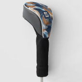Krullend Abstracte penseelstreken in blauw, wit en Golfheadcover (Schuin)