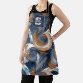 Krullend Abstracte penseelstreken in blauw, wit en Schort (Insitu)