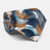 Krullend Abstracte penseelstreken in blauw, wit en Stropdas (Opgerold)