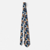 Krullend Abstracte penseelstreken in blauw, wit en Stropdas (Achterkant)