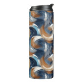 Krullend Abstracte penseelstreken in blauw, wit en Thermosbeker (Gedraaid links)