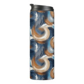 Krullend Abstracte penseelstreken in blauw, wit en Thermosbeker (Geroteerd rechts)
