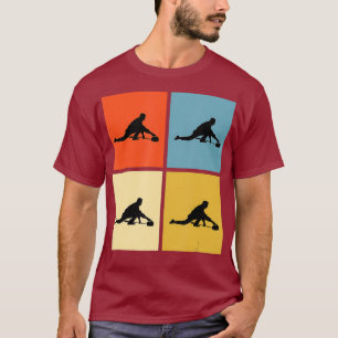 krullend shirt Kleurrijke Retro