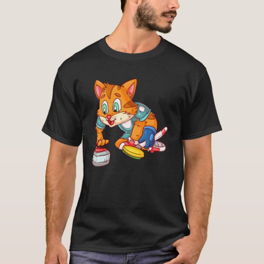 Krullende kat t-shirt (Voorkant)