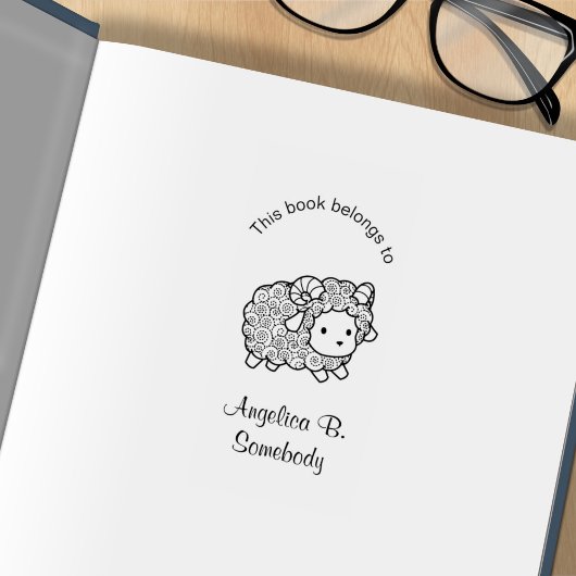 Krullende kleine schapenroodplaat rubberstempel