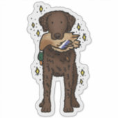 Krullende Retriever Autodecal Sticker (Voorkant)