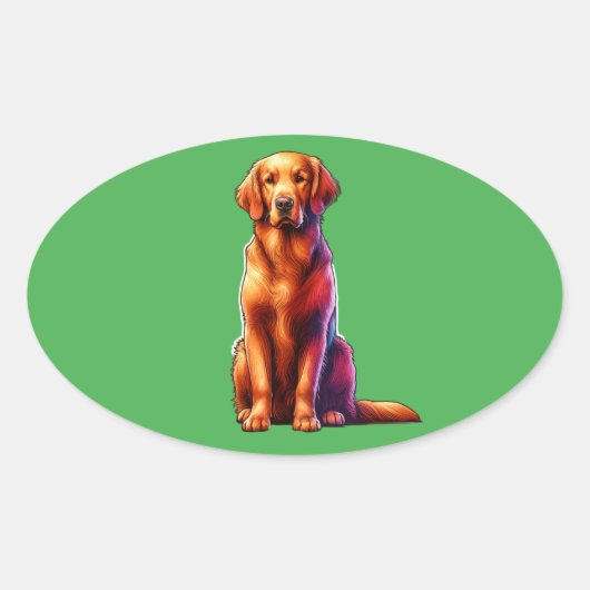 Krullende rugleuning ovale sticker (Voorkant)