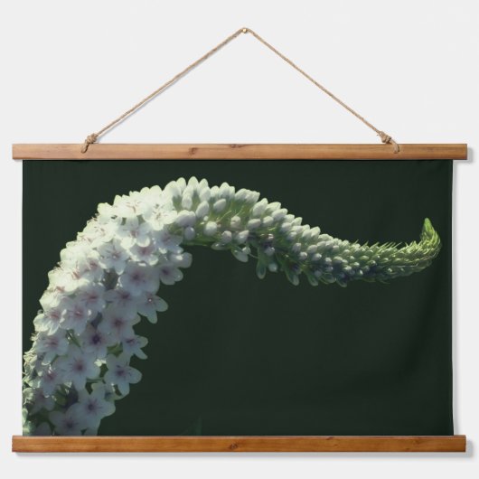 krullende witte wilde bloem hangend wandkleed (Voorkant)
