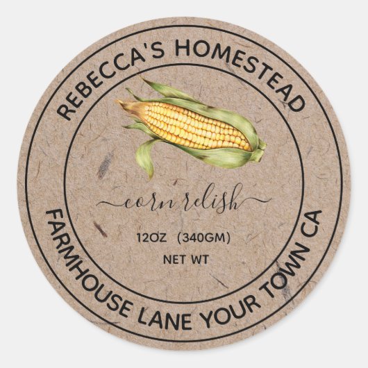 Krulselikurken Kraft Papieren Inmaaklabel Ronde Sticker (Voorkant)