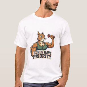 Krulspieren hebben prioriteit Grappige gespierde e T-shirt