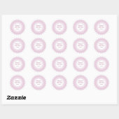 Krulsticker, roze en wit ronde sticker (Vel)