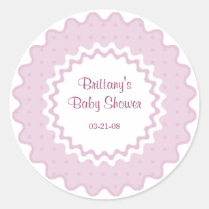 Krulsticker, roze en wit ronde sticker