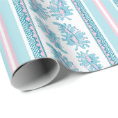Krulzoom Streep in Roze en Aqua Cadeaupapier (Rol Hoek)