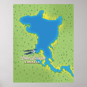 Krušćica meer Kroatië kaart Poster