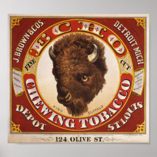 KRW  1873 Echo-label voor kauwtabak Poster