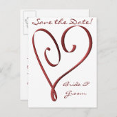 KRW Aangepaste gestileerde rode hart Sla de datum Aankondigingskaart (Voorkant / Achterkant)