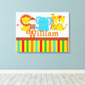 KRW Aangepaste naam Baby Safari - Oerwoud kinderka Canvas Afdruk (Insitu (Houten vloer))