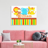 KRW Aangepaste naam Baby Safari - Oerwoud kinderka Canvas Afdruk (Insitu (Woonkamer))