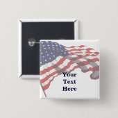 KRW aangepaste tekst Amerikaanse vlag Vierkante Button 5,1 Cm (Voorkant /achterkant)