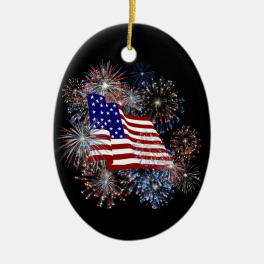 KRW American Flag Fireworks Ornament (Voorkant)