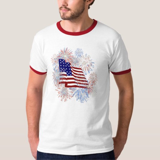 KRW American Flag Fireworks Patriotic T-shirt (Voorkant)
