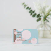 KRW Aqua Pink en bruine Stippen Aangepast Visiteka Visitekaartje (Staand voorkant)