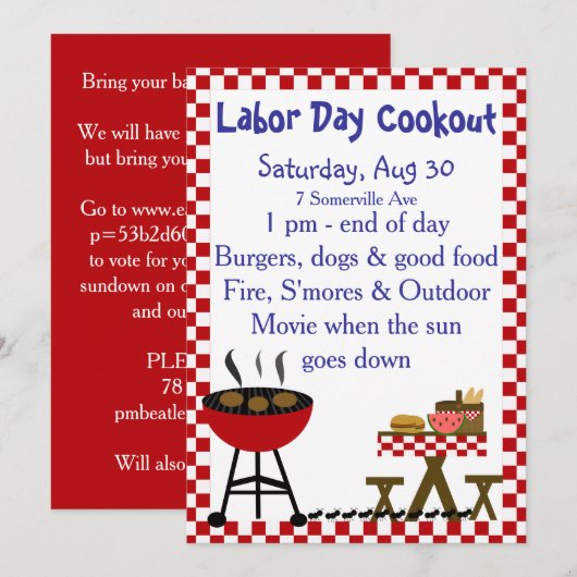 KRW Backyard Cookout Invitation Kaart (Voorkant / Achterkant)