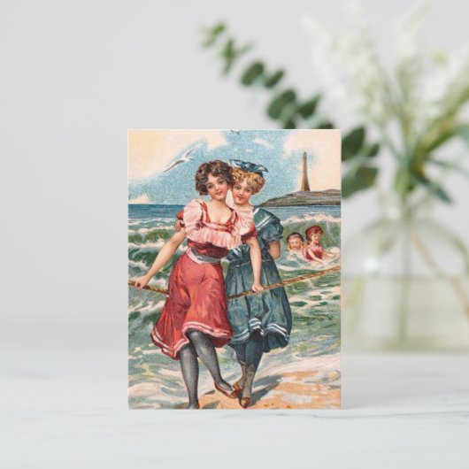 KRW  Beach Illustration Briefkaart (Staand voorkant)