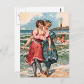 KRW  Beach Illustration Briefkaart (Voorkant / Achterkant)