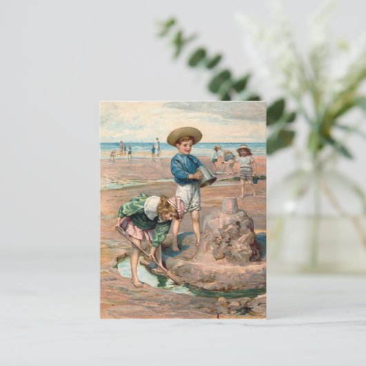 KRW  Beach Illustration Briefkaart (Staand voorkant)