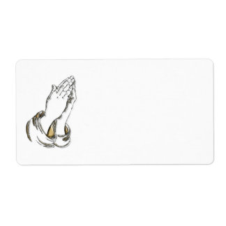 KRW biddende handen blanco verzendlabels Etiket