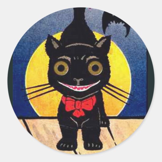 KRW Black Cat Halloween Ronde Sticker (Voorkant)