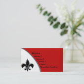 KRW Black en Red Fleur De Lis Two Tone Visitekaartje (Staand voorkant)