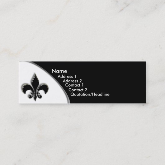 KRW Black Fleur de Lis Two Tone Mini Visitekaartje (Voorkant)