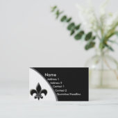 KRW Black Fleur De Lis Two Tone Visitekaartje (Staand voorkant)