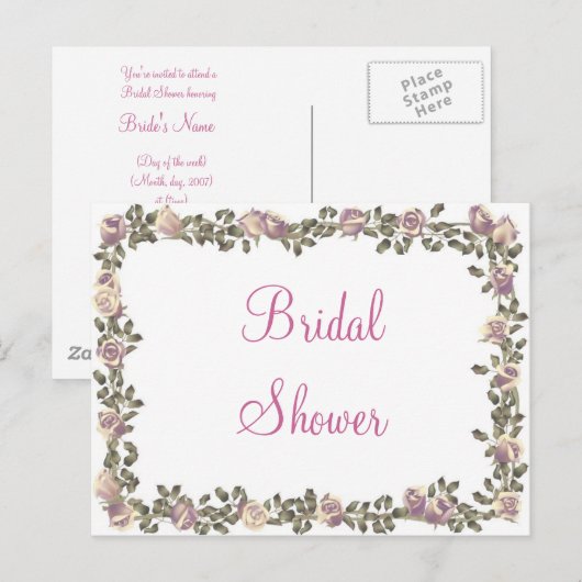 KRW Bloemen Grens Custom Bruids Douche Uitnodiging Briefkaart (Voorkant / Achterkant)