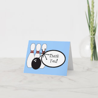 KRW Blue Bowling Thank You Card Bedankkaart