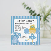 KRW Blue Cheerleader Birthday Party Invitation Kaart (Staand voorkant)