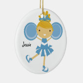 KRW Blue Cheerleader Custom Name Ornament (Rechts)