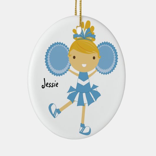 KRW Blue Cheerleader Custom Name Ornament (Rechts)