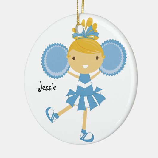 KRW Blue Cheerleader Custom Name Ornament (Links)