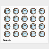 KRW Blue en Brown Dot Birthday Owl Sticker (Vel)