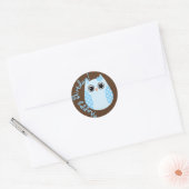 KRW Blue en Brown Dot Birthday Owl Sticker (Envelop)