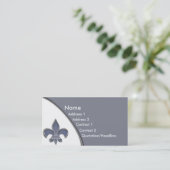 KRW Blue Fleur De Lis Two Tone Visitekaartje (Staand voorkant)