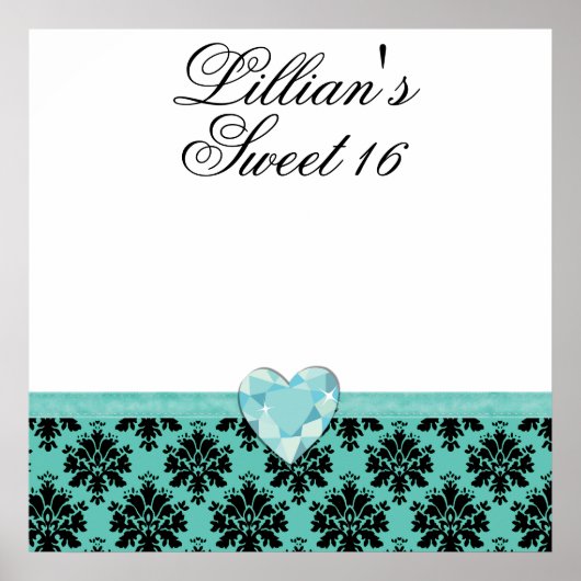 KRW Blue Jewel Heart Sweet 16 Autograaf Poster (Voorkant)