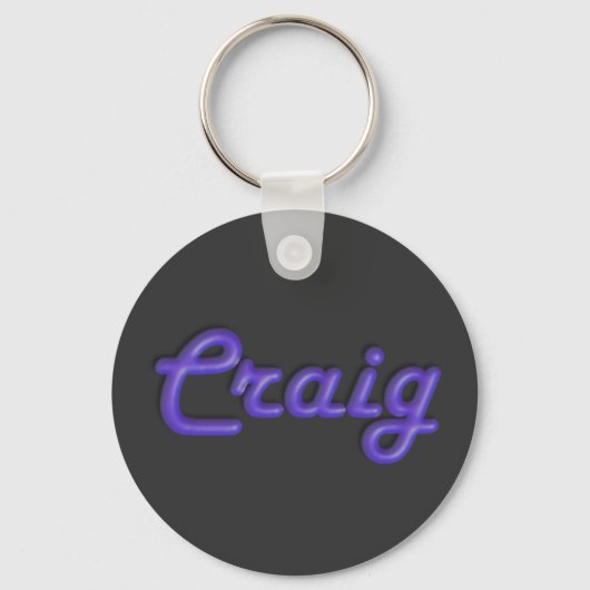 KRW Blue Neon Name Sleutelhanger - Craig (Voorkant)