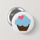 KRW Blue Polka Dot Birthday Cupcake Button Favor (Voorkant /achterkant)