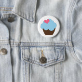 KRW Blue Polka Dot Birthday Cupcake Button Favor (In situ)