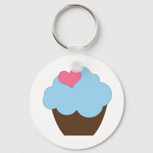 KRW Blue Polka Dot Birthday Cupcake Sleutelhanger