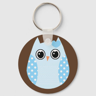 KRW Blue Polka Dot Owl Sleutelhanger Favor